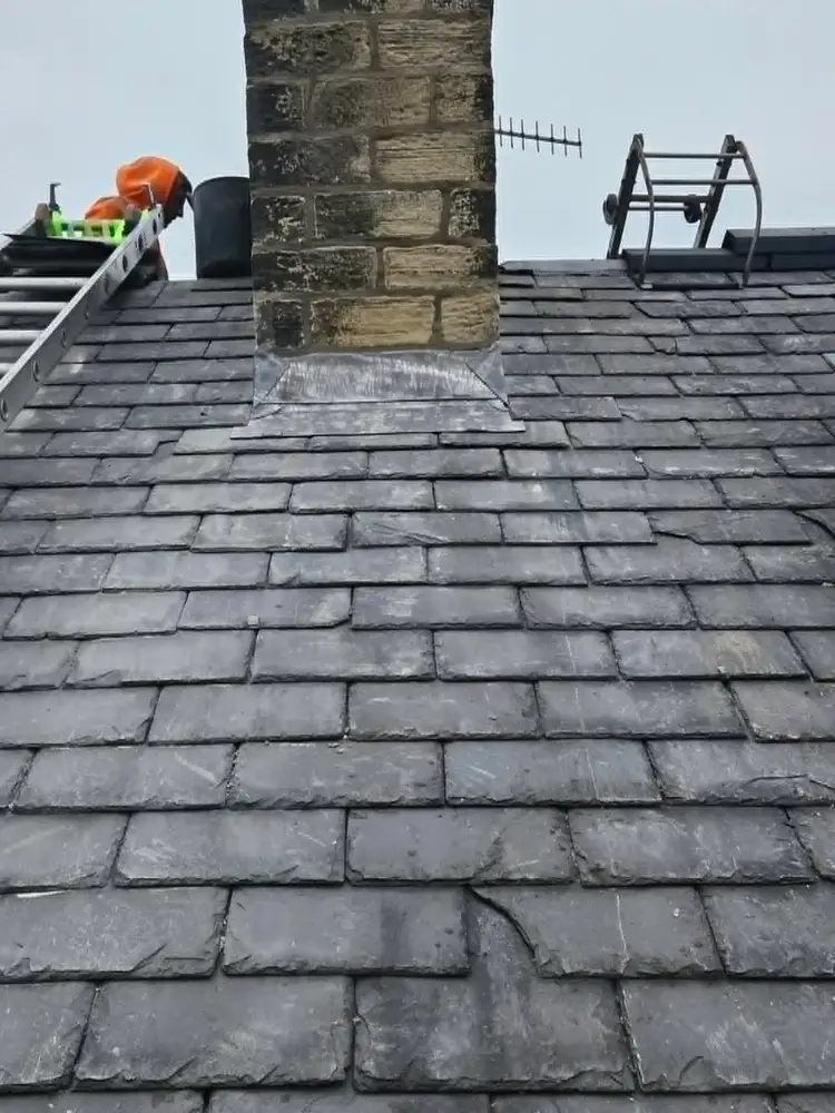 Slate roof chimney work by Kings Roofing